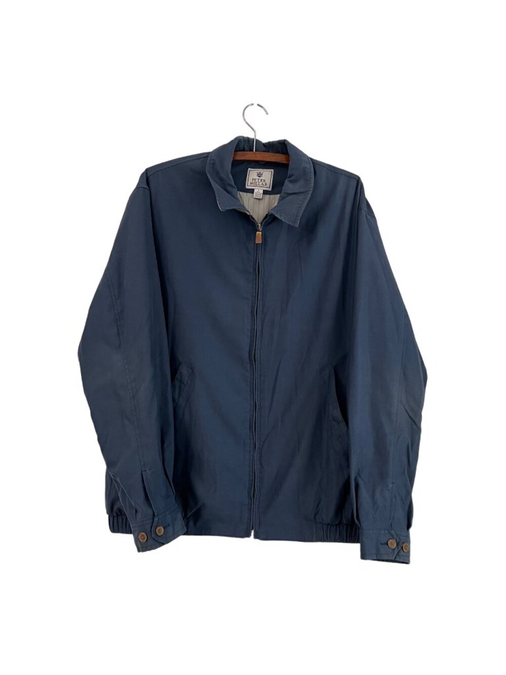 Vintage Peter Millar Navy Blue Lightweight Full Zip Bomber Jacket Size Large